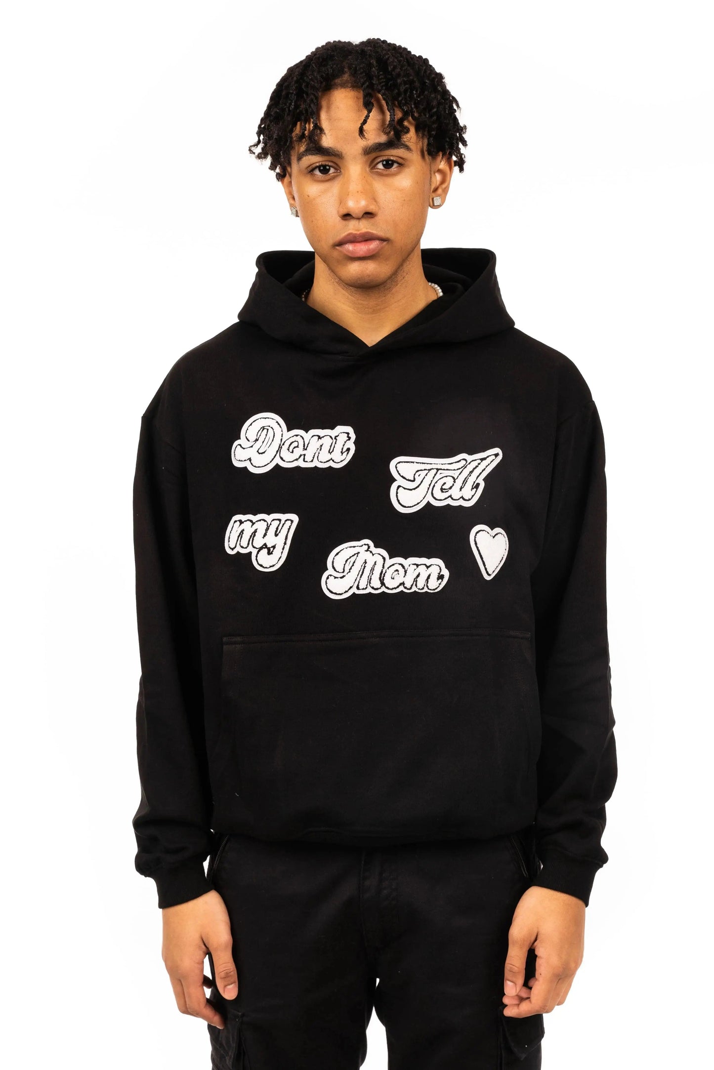 Streetwear Patch Hoodie Black