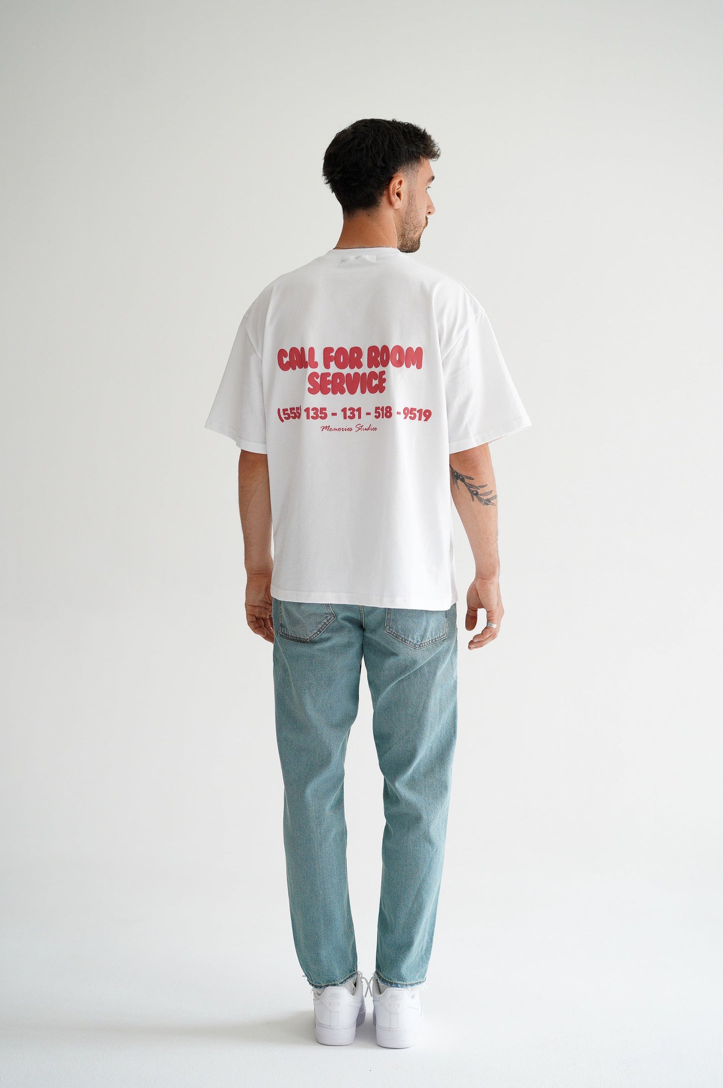 CALL FOR ROOM SERVICE TEE - FLAT WHITE
