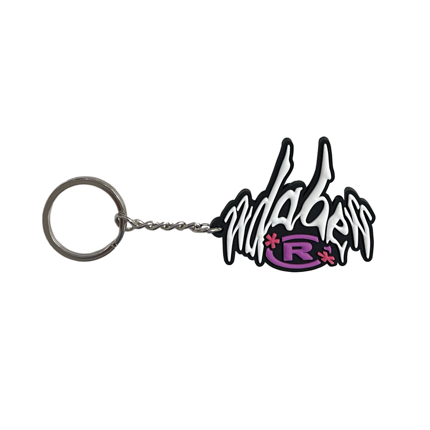 A pack of four sleek and stylish keychains with all-white parts that glow in the dark, perfect for adding flair to keys or a backpack. The 22DABE22 Keychain Pack is a must-have accessory for streetwear enthusiasts, crafted from high-quality materials and built to last.