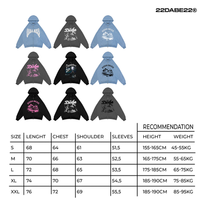 Double Zip Jacket Black ''Drowning in water burning in flame'' Graphic