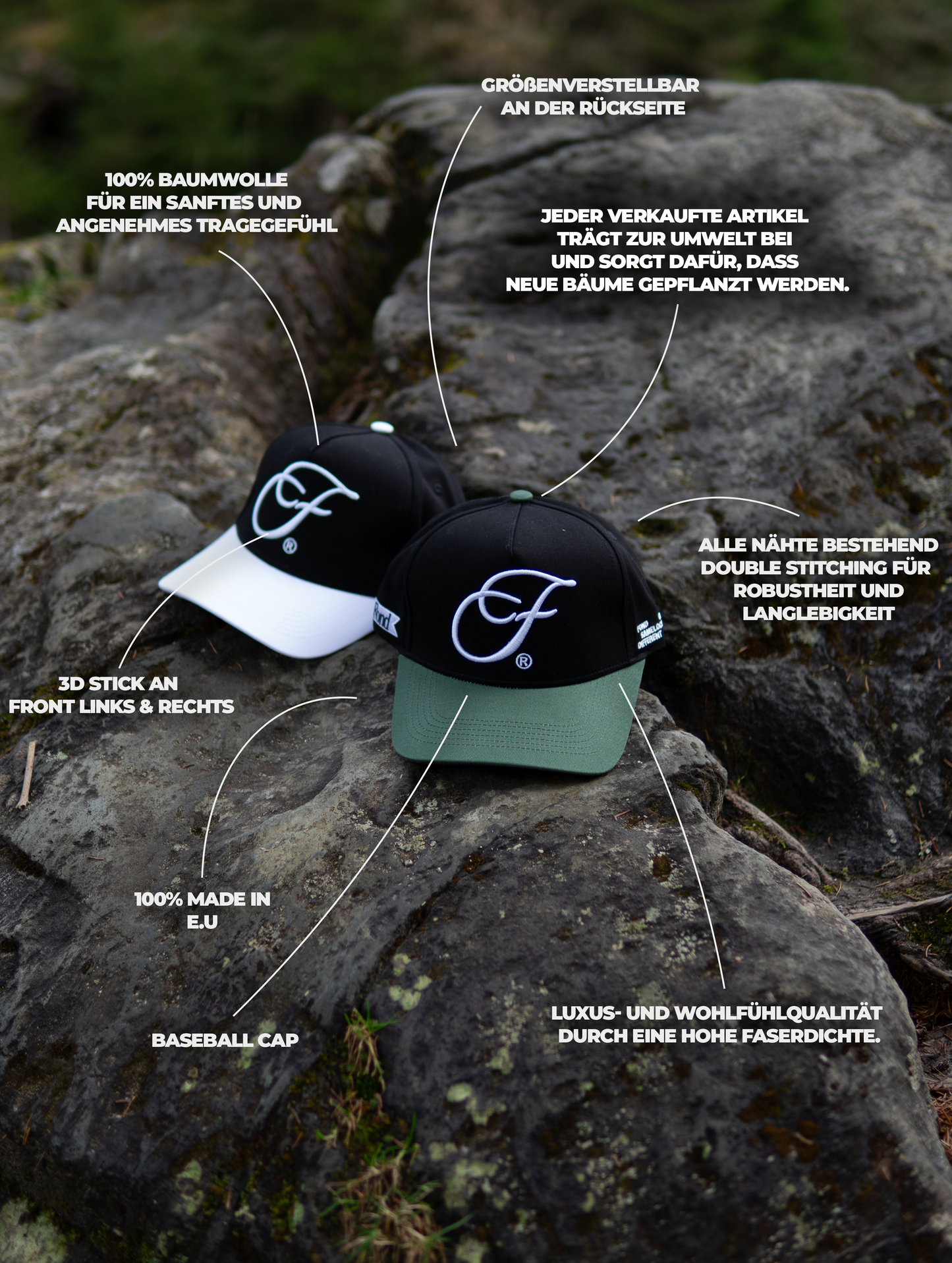 Initial Baseball Cap - Grün/Weiß