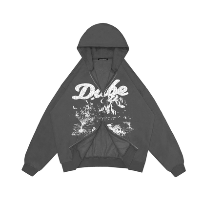 Double Zip Jacket Grey Savanna White Print