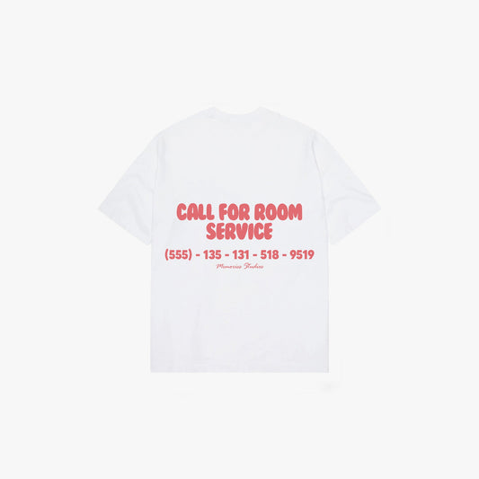 CALL FOR ROOM SERVICE TEE - FLAT WHITE