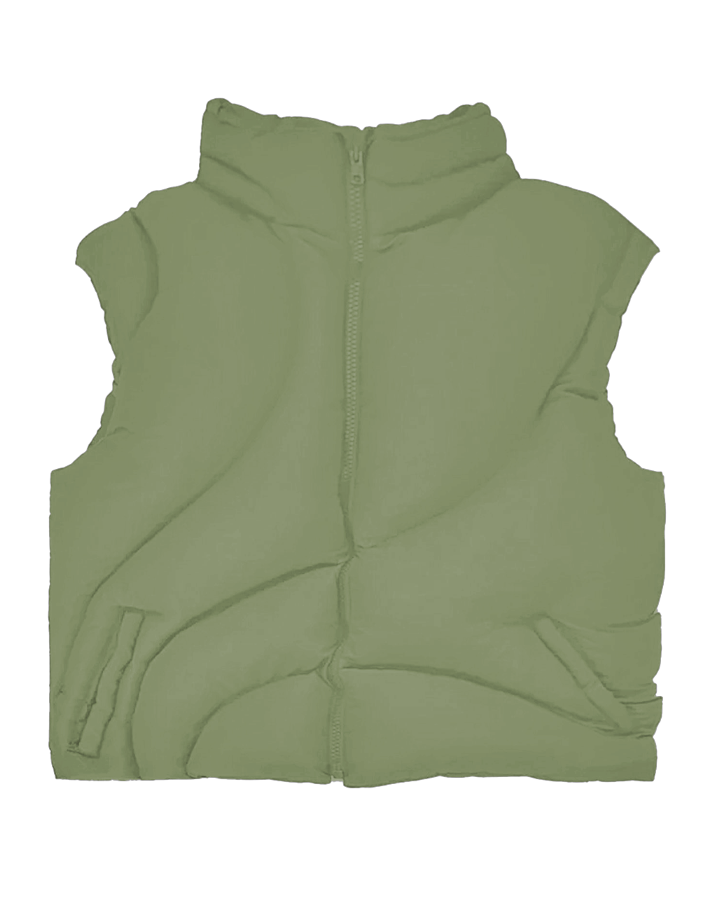 OLIVE OCEAN WAVE PUFFER VEST