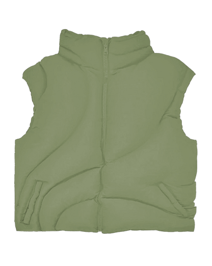 OLIVE OCEAN WAVE PUFFER VEST