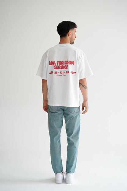 CALL FOR ROOM SERVICE TEE - FLAT WHITE