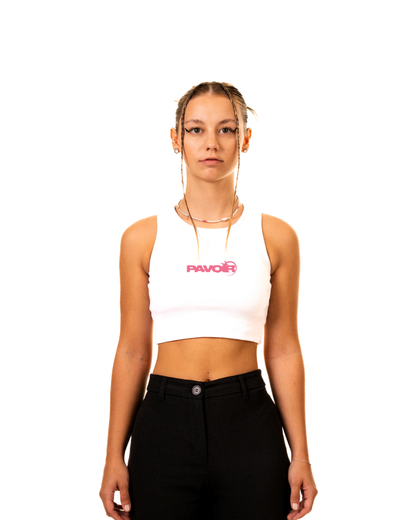 ELYSIAN CROP TOP - HOT PINK LOGO